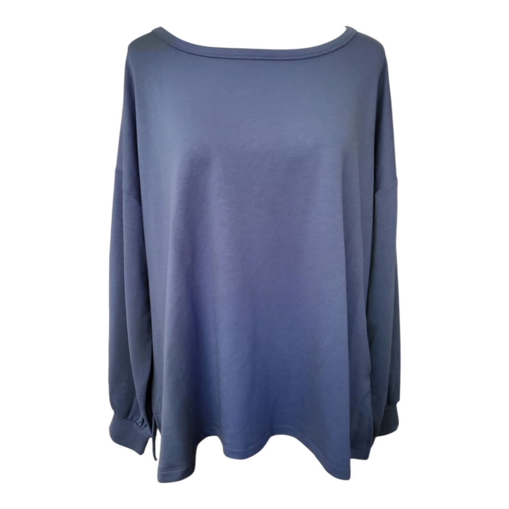 Bobeau Women’s 3X Blue Long‎ Sleeve Oversized Pullover Top Slouchy Casual NWT